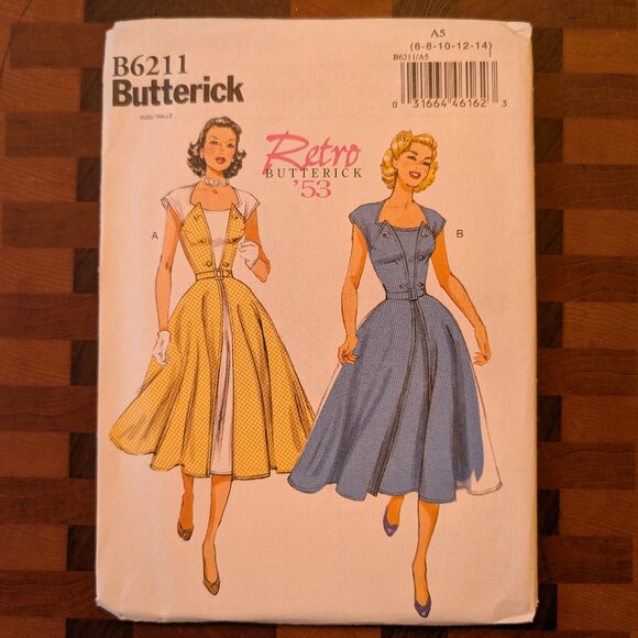 Butterick 6211 - Uncut - Retro '53 - Sizes 6-14 - Pullover Wrap Dress - Picture 1 of 3